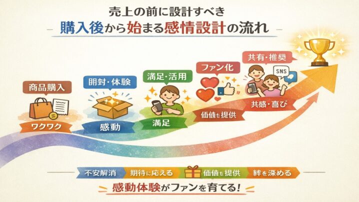 売上の前に設計すべき購入後から始まる感情設計の流れ