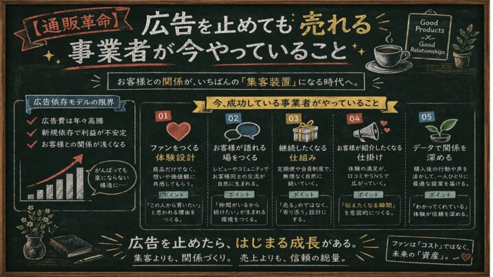 【通販革命】広告を止めても売れる事業者が今やっていること