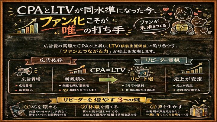 CPAとLTVが同水準になった今、ファン化こそが唯一の打ち手
