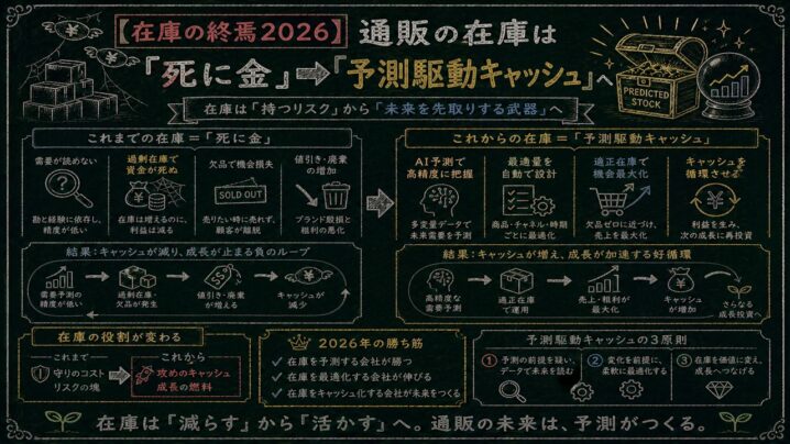 【在庫の終焉2026】通販の在庫は「死に金」から「予測駆動キャッシュ」へ