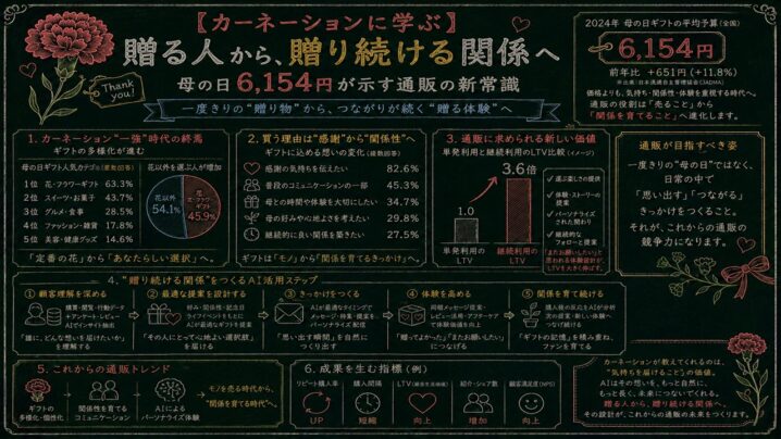 【カーネーションに学ぶ】贈る人から、贈り続ける関係へ｜母の日6,154円が示す通販の新常識