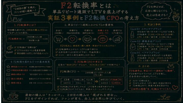 F2転換率改善の実証3事例｜ポーラ200%・花王4.6%・ていねい通販3.5%が共通して手を入れた領域【2026年版】