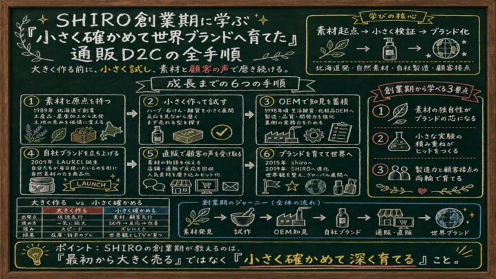 SHIRO創業期に学ぶ「小さく確かめて世界ブランドへ育てた」通販D2Cの全手順