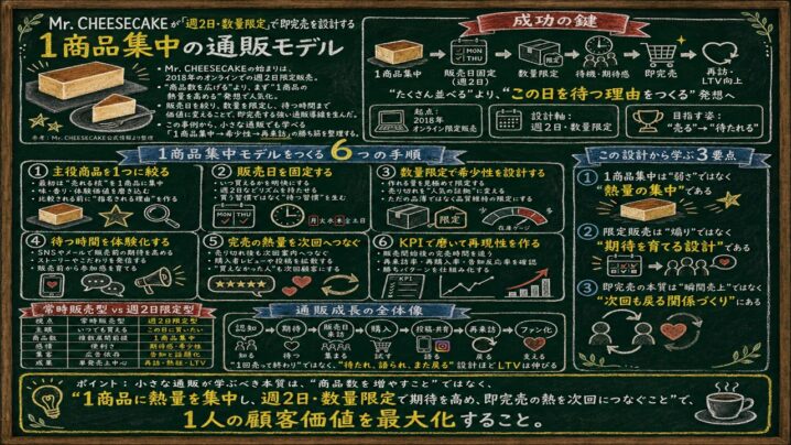 1商品・週2日・数量限定で「即完売」を生むMr. CHEESECAKEの通販設計