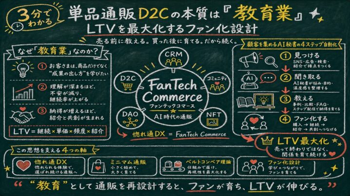 売らないCRMで通販のLTVを最大化する方法｜D2Cの本質を"教育業"と捉えるファン化設計