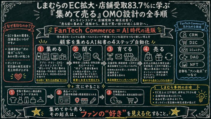 しまむらのEC3割増・店舗受取88%が示す「集めて売る」OMOの実務