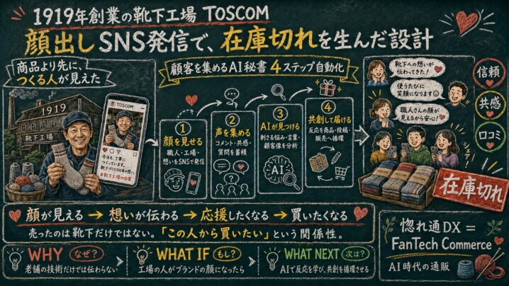 靴下工場TOSCOMに学ぶ顔出しSNSで集めて売る5ステップ