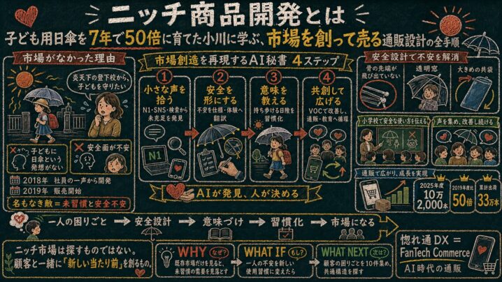 子ども用日傘で3モール1位の小川に学ぶミニマム通販の市場創造