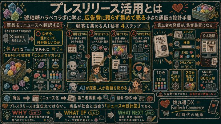 プレスリリース活用で広告費に頼らず売る｜琥珀糖ハラペコラボの3つの仕掛けを通販コンサルが解説