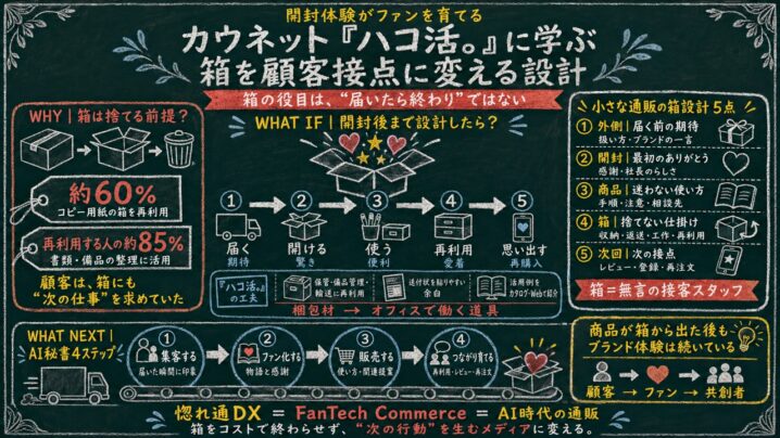 開封体験の設計がリピートを決める｜カウネット「ハコ活。研究所」に学ぶ梱包の顧客接点化